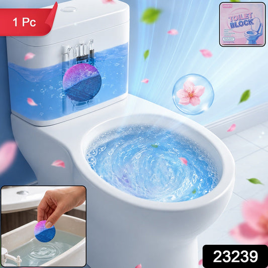 Toilet tank cleaner block provides fresh, clean flushes for a hygienic bathroom.