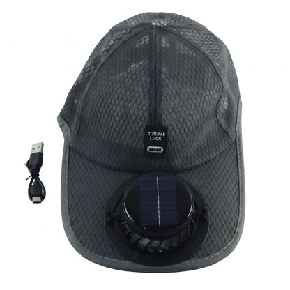 Solar fan baseball cap to stay cool in summer heat
