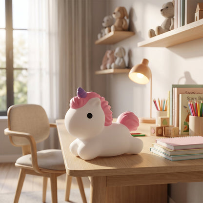 Cute unicorn bedside night light for kids rooms and nurseries